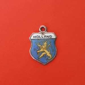 Ciondolo vintage in argento e smalto dei Paesi Bassi, araldica vintage dei Paesi Bassi, stemma dei Paesi Bassi, fascino dell'Olanda