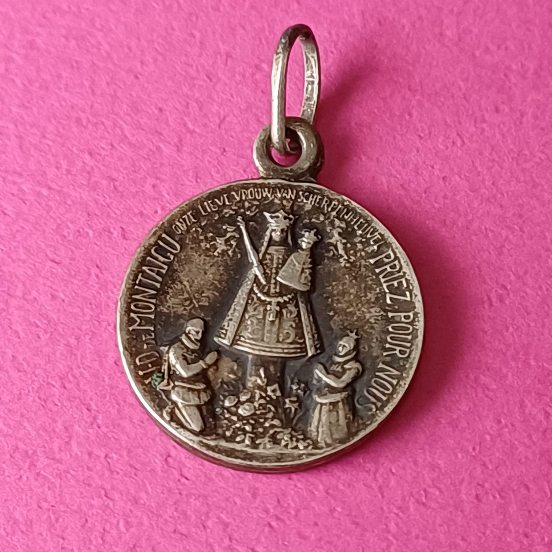 Vintage Religious Catholic Medal Pendant of Our Lady Montaigu, Notre ...