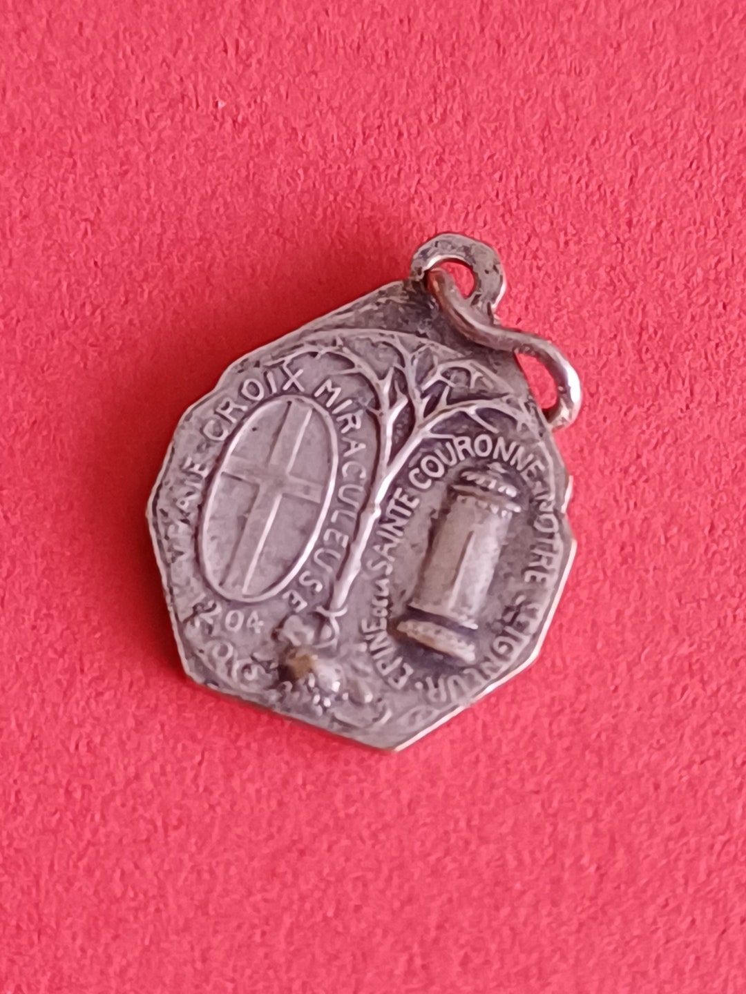 Vintage Religious Catholic Floral Silver Plated Medal Pendant of Our ...
