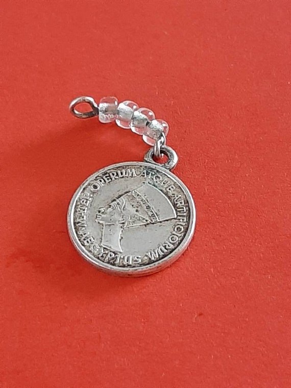 Vintage tiny silver plated Egyptian medal pendant… - image 6