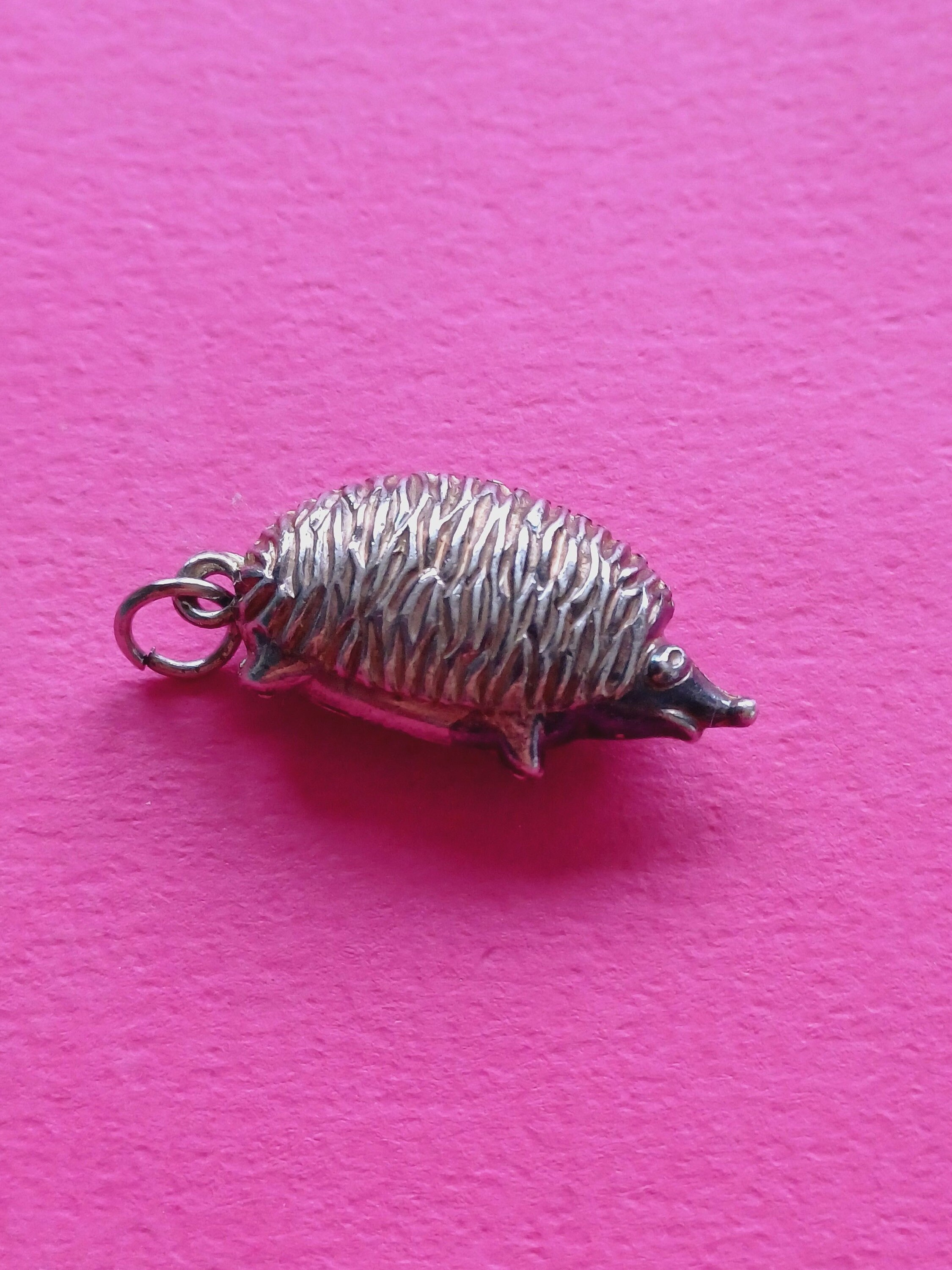 Vintage silver hedgehog charm, old hedgehog charm, lovely hedgehog charm, symbol animal charm