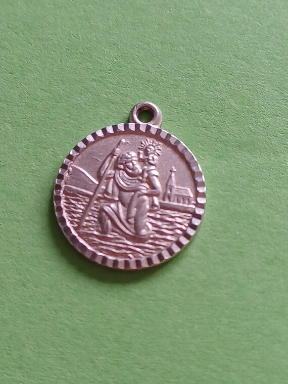 Vintage religious Catholic tiny silver medal pend… - image 6