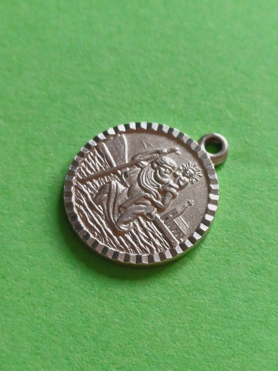 Vintage religious Catholic tiny silver medal pend… - image 3