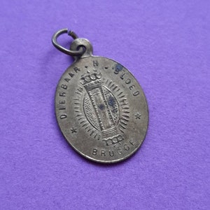 Vintage religious brass medal pendant of the Basilica of Holy Blood, Basilique du Saint Sang, relic of the Precious Blood Bruges, Bruges