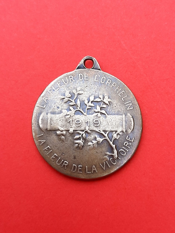Antique bronze medal pendant of Prince Charles an… - image 1