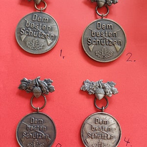 Vintage German silver plated brooch, hunting brooch, Oktoberfest, oak leafs brooch, Dem besten Schützen medal pendant
