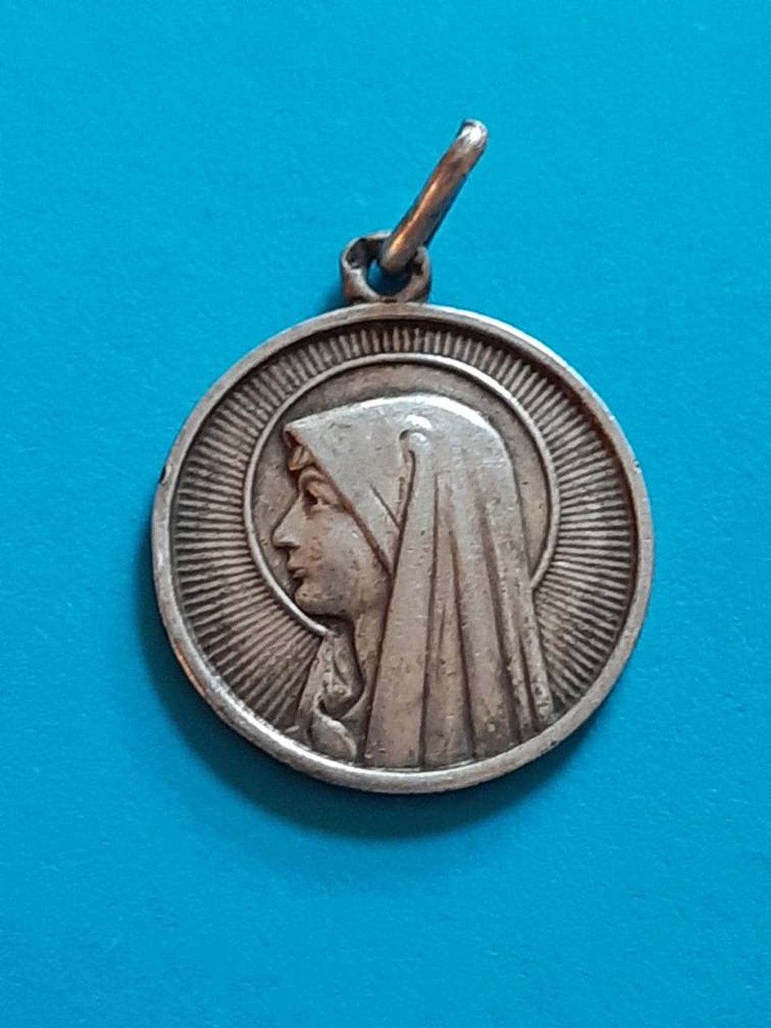Vintage Religious Catholic French Silver Plated Medal Pendant of Our ...