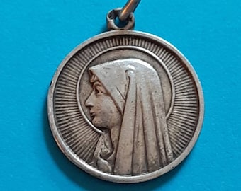 Vintage Religious Catholic French Floral Medal Pendant of the Blessed ...