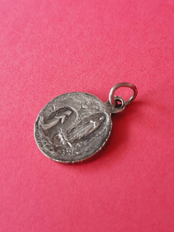 Vintage French religious Catholic tiny silver pla… - image 5