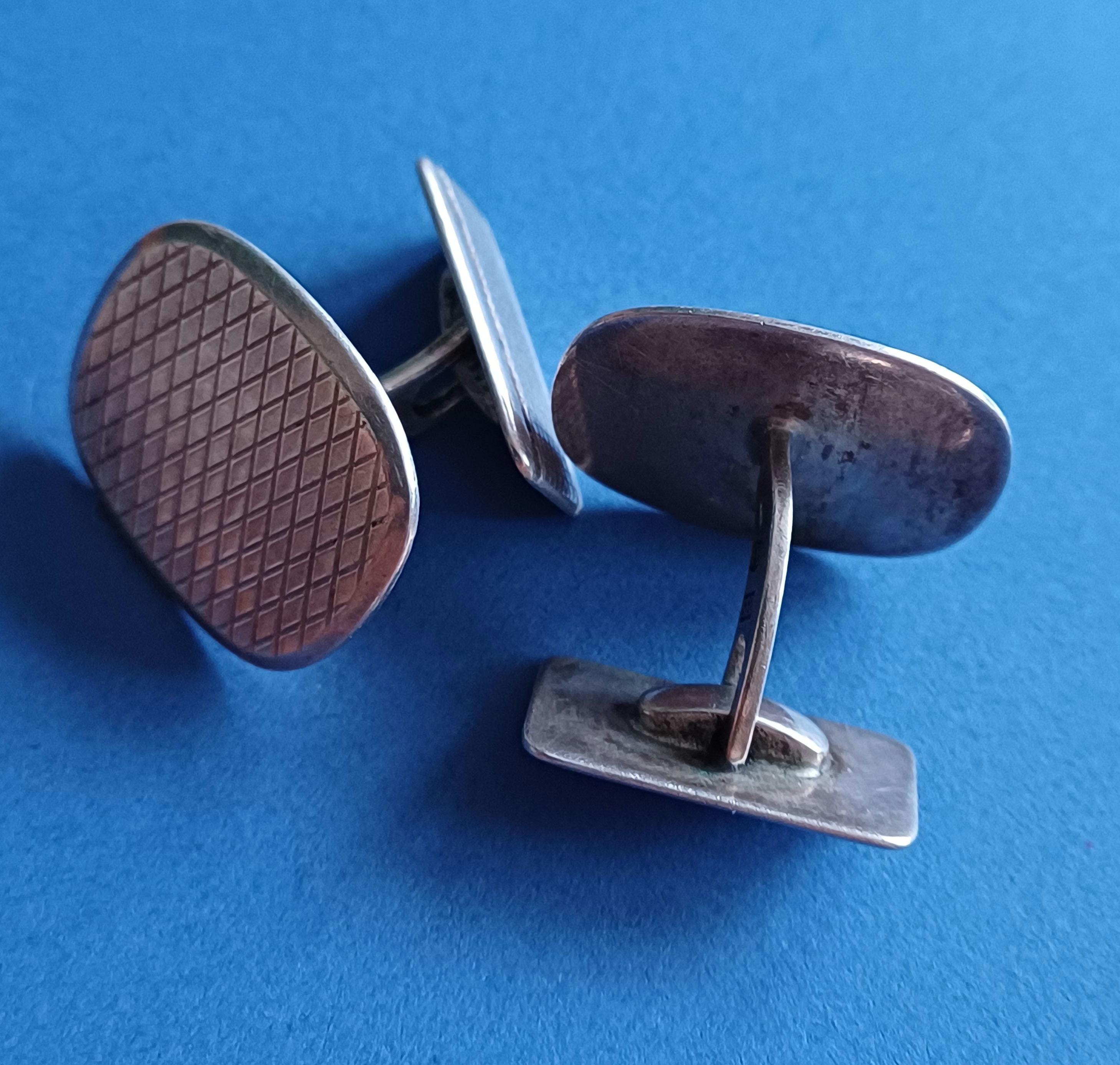 Boutons De Manchettes Anciens En Argent Poinçonné - Occasion Très Bon état