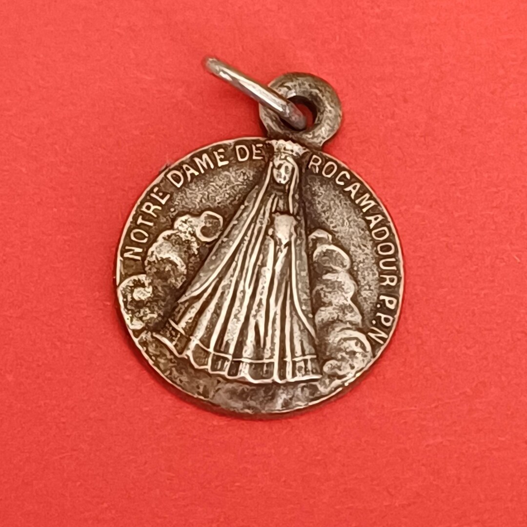 Vintage Religious Catholic French Silver Plated Medal Pendant of Our ...