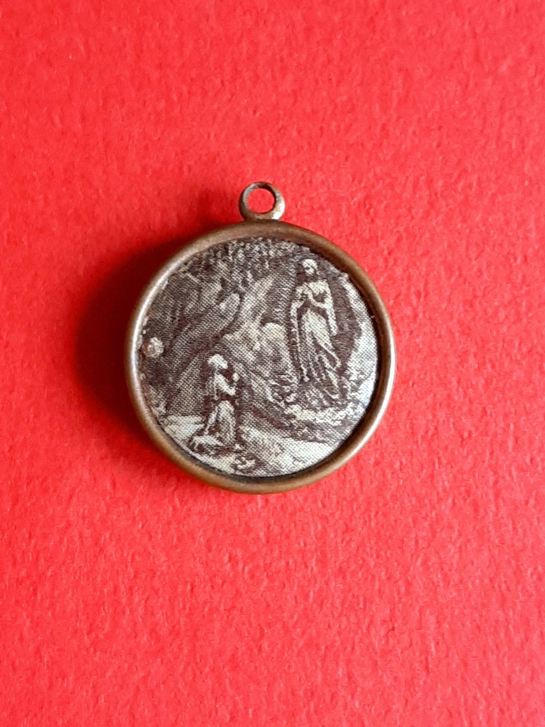 Vintage Religious Catholic French Copper Medal Pendant of a Praying Our ...