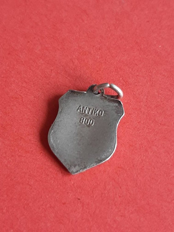 Vintage German silver 800 and enamel pendant char… - image 7