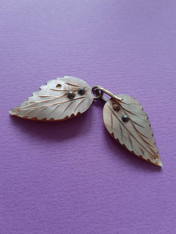 Vintage, art nouveau, copper and mother of pearl … - image 2