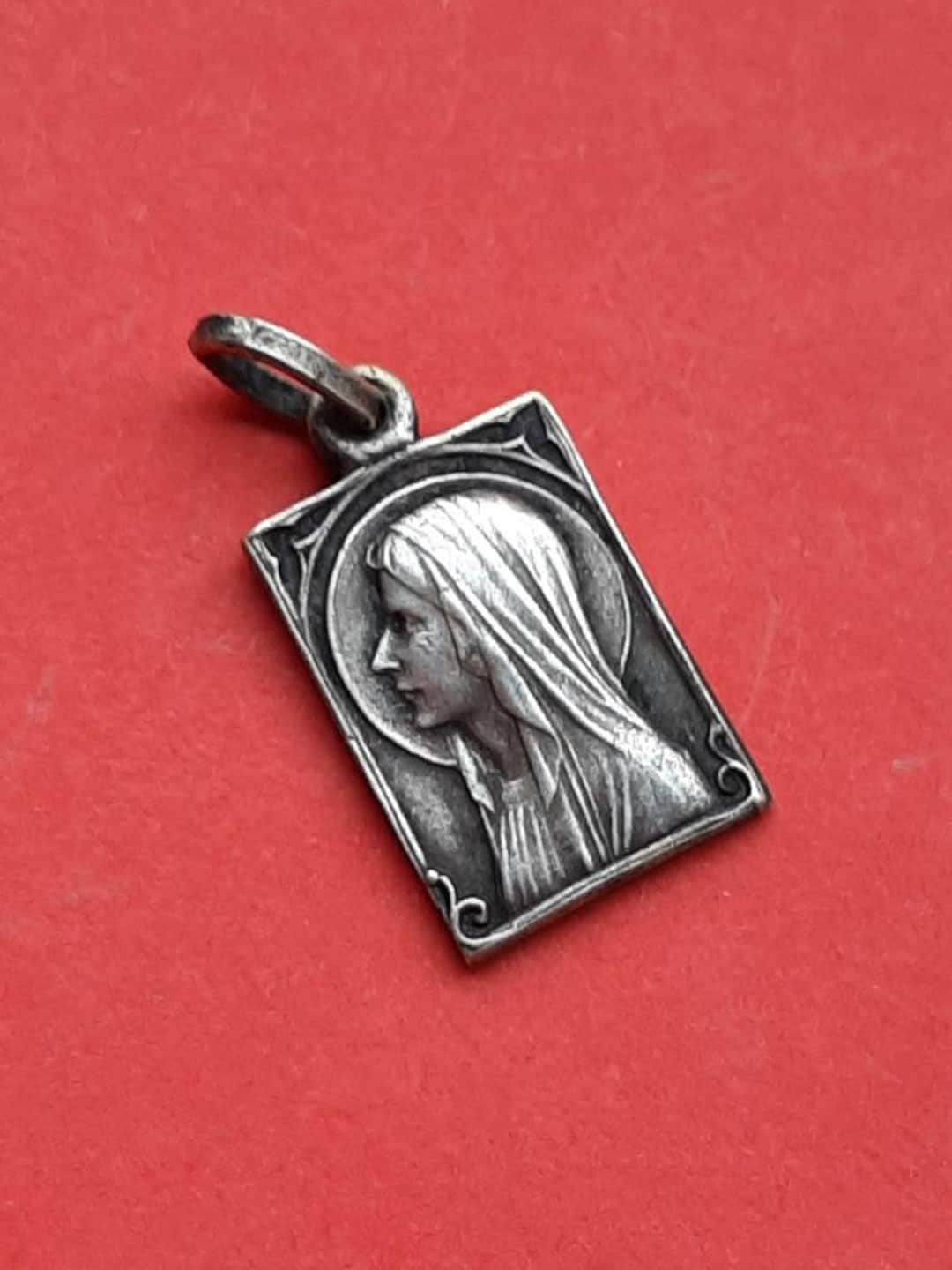 Vintage Religious Catholic Silver Plated Medal Pendant Charm of a ...