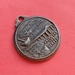Vintage French silver plated Châtillon les Dombes medal pendant, Châtillon les Dombes souvenir