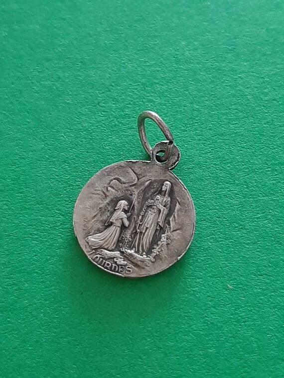 Vintage French tiny religious Catholic silver pla… - image 3