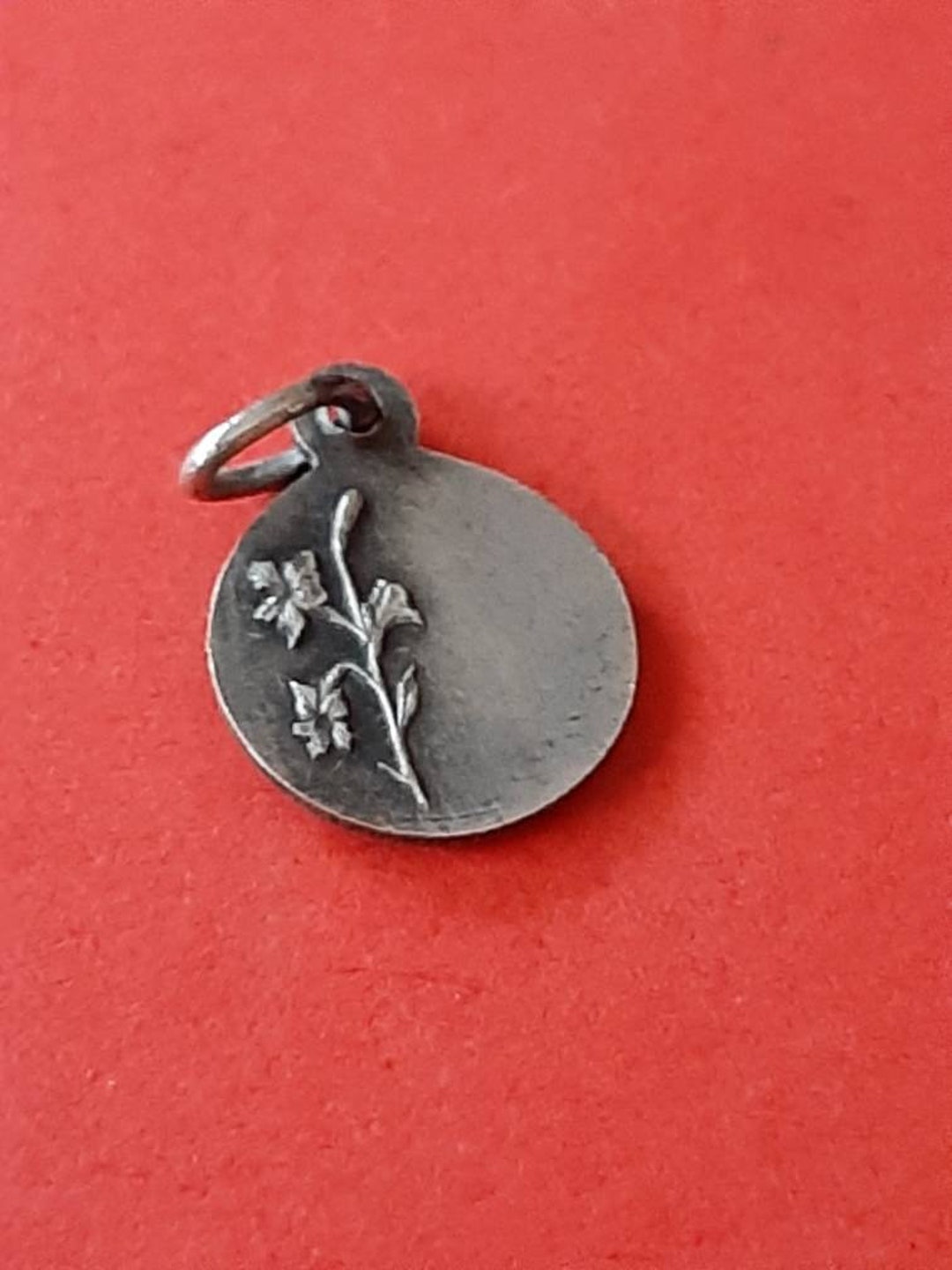 Vintage Religious Catholic French Tiny Floral Silver Plated Charm of ...