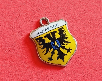 Vintage Silver and Enamel Travel Shield Charm of Nijmegen, the