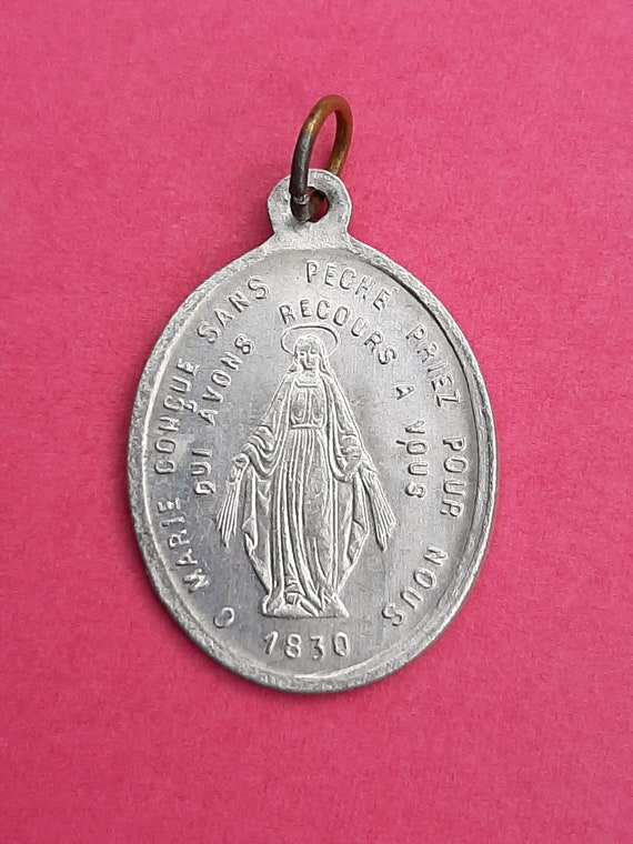 Religious Belgium aluminum patron medal pendant o… - image 4
