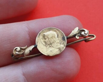 Broche Ancienne Plaquée Or Fleur Signée SAVARD - Occasion, Style Vintage