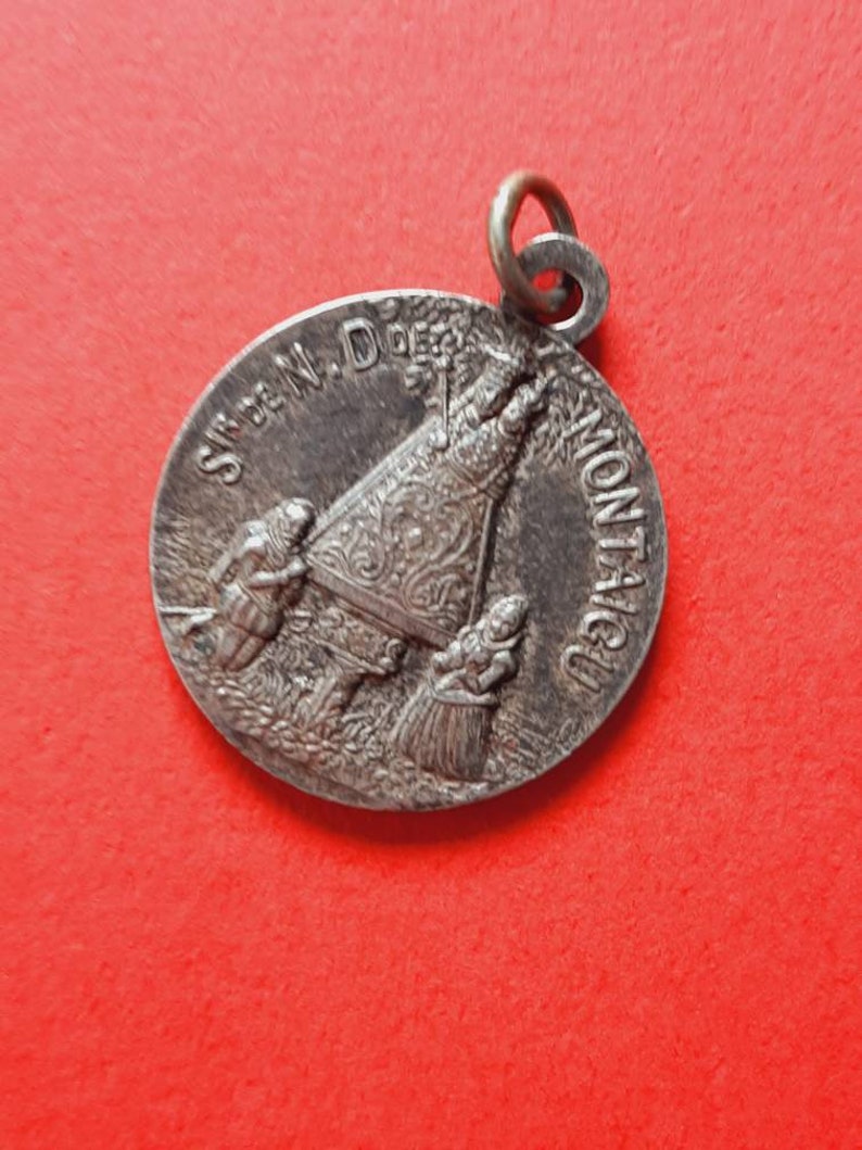 place of pilgrimage Montaigu Vintage medal pendant of Our Lady Notre Dame Scherpenheuvel Mother Mary Devotion signed Penin and Karo