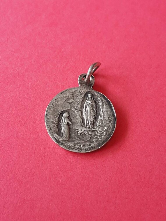 Vintage French religious Catholic tiny silver pla… - image 7