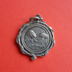 Antique silver plated sport medal pendant, old swimming medal, antique swimmer medal, 1927, swimmer necklace