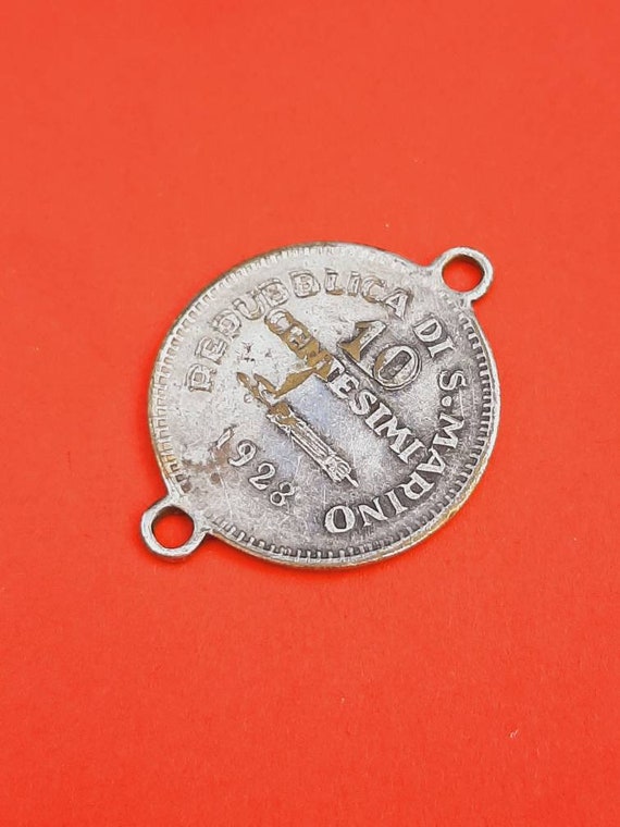 Vintage silver plated medal pendant charm of San … - image 2