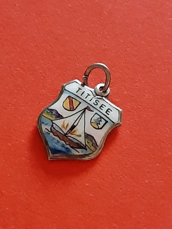 Vintage German silver 800 and enamel charm of Tit… - image 1