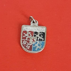 Vintage Dutch travel charm of coat of arms Limburg, charm souvenir of Limburg, vintage Limburg