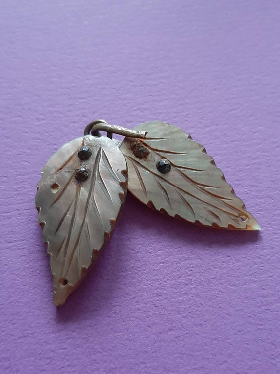 Vintage, art nouveau, copper and mother of pearl … - image 3