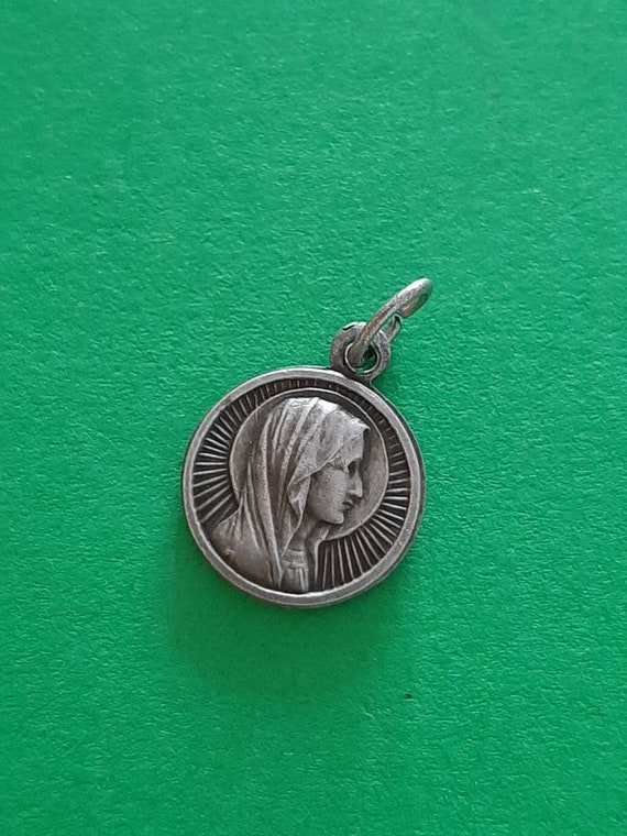 Vintage French tiny religious Catholic silver pla… - image 6