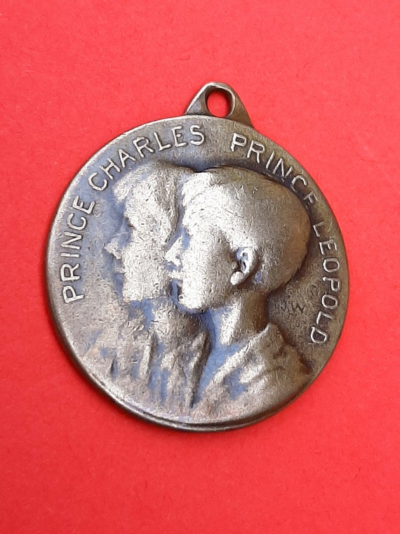 Antique bronze medal pendant of Prince Charles an… - image 5
