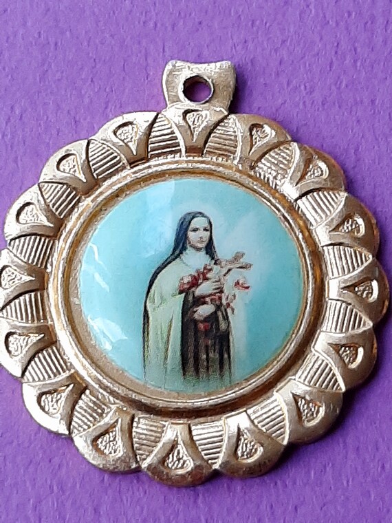 Religious Catholic Italian vintage gold plated medal … Gem