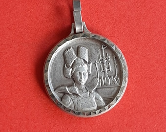 Beautiful vintage French silver plated pendant of Breiz, Brittany pendant, souvenir Brittany