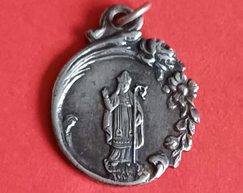 Religious Antique French Silver Plated Catholic Medal Pendant