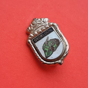 Vintage enamel pin of Overloon, badge of Overloon war museum Overloon, Military museum, Limburg the Netherlands, tank badge war II