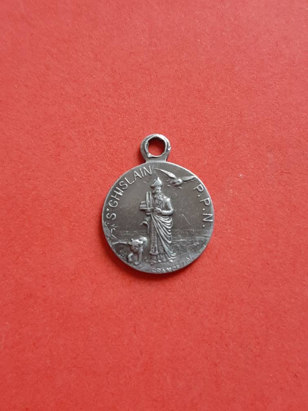 Vintage Religious Catholic Floral Silver Plated Signed Medal Pendant of ...