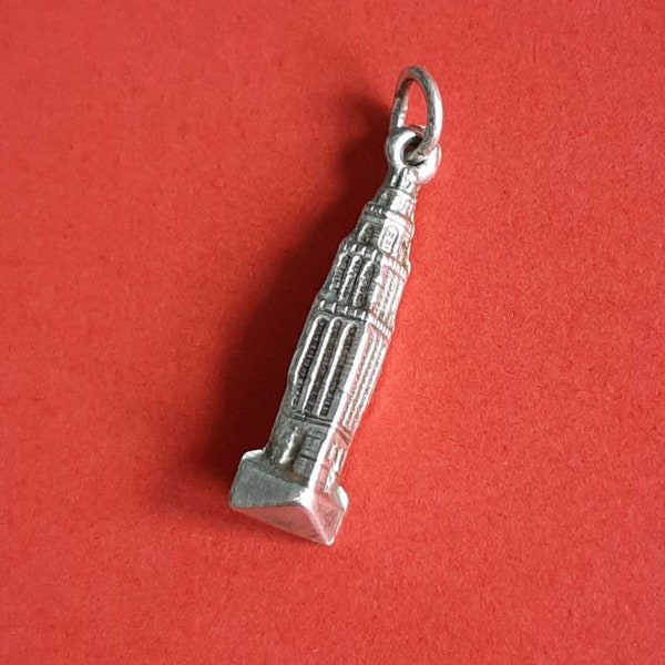 Vintage Dutch silver plated pendant charm of the Martinitoren of Groningen, Tower of Groningen, the Netherlands, D'Olle Grieze