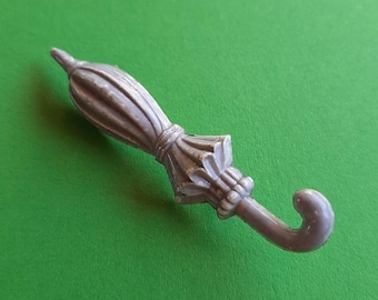 Broche de celuloide detallado vintage de un paraguas, broche de paraguas cerrado, pasador de paraguas de plástico, broche de sombrilla vintage