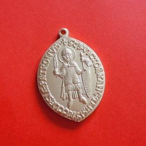 pendentif médaille religieux vintage plaqué or Viktortracht 1991, pendentif médaille Saint Viktor de Xanten, Victor de Xanten, Cathédrale de Xanten