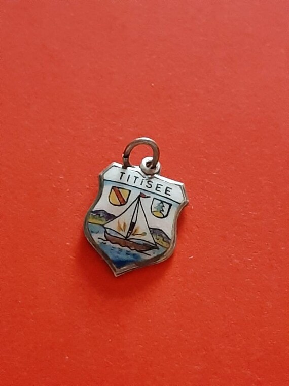 Vintage German silver 800 and enamel charm of Tit… - image 2