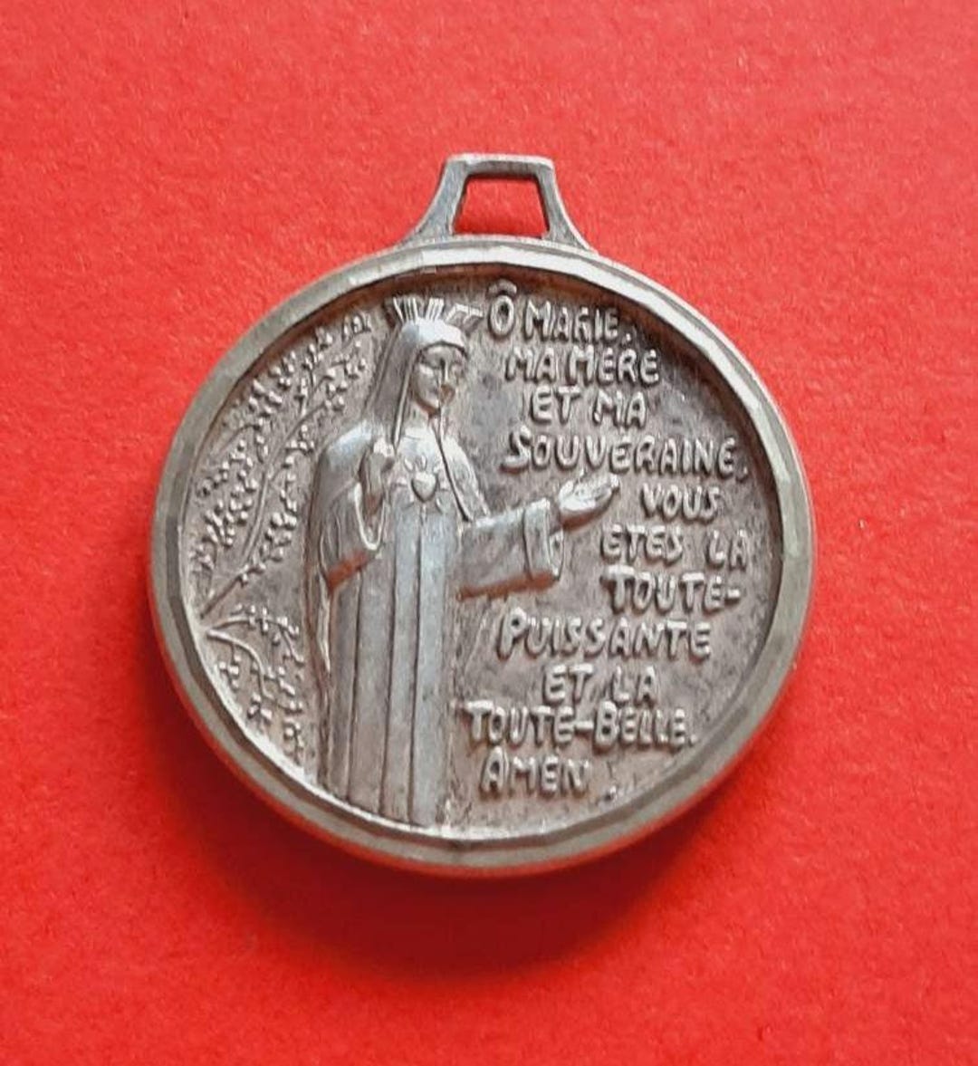 Vintage Religious Catholic French Silver Plated Medal Pendant of the ...