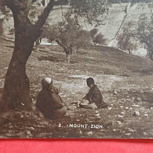 Antike Postkarte von Jerusalem, Berg Zion Jerusalem-Postkarte, antikes Souvenir Jerusalem, Berg Zion
