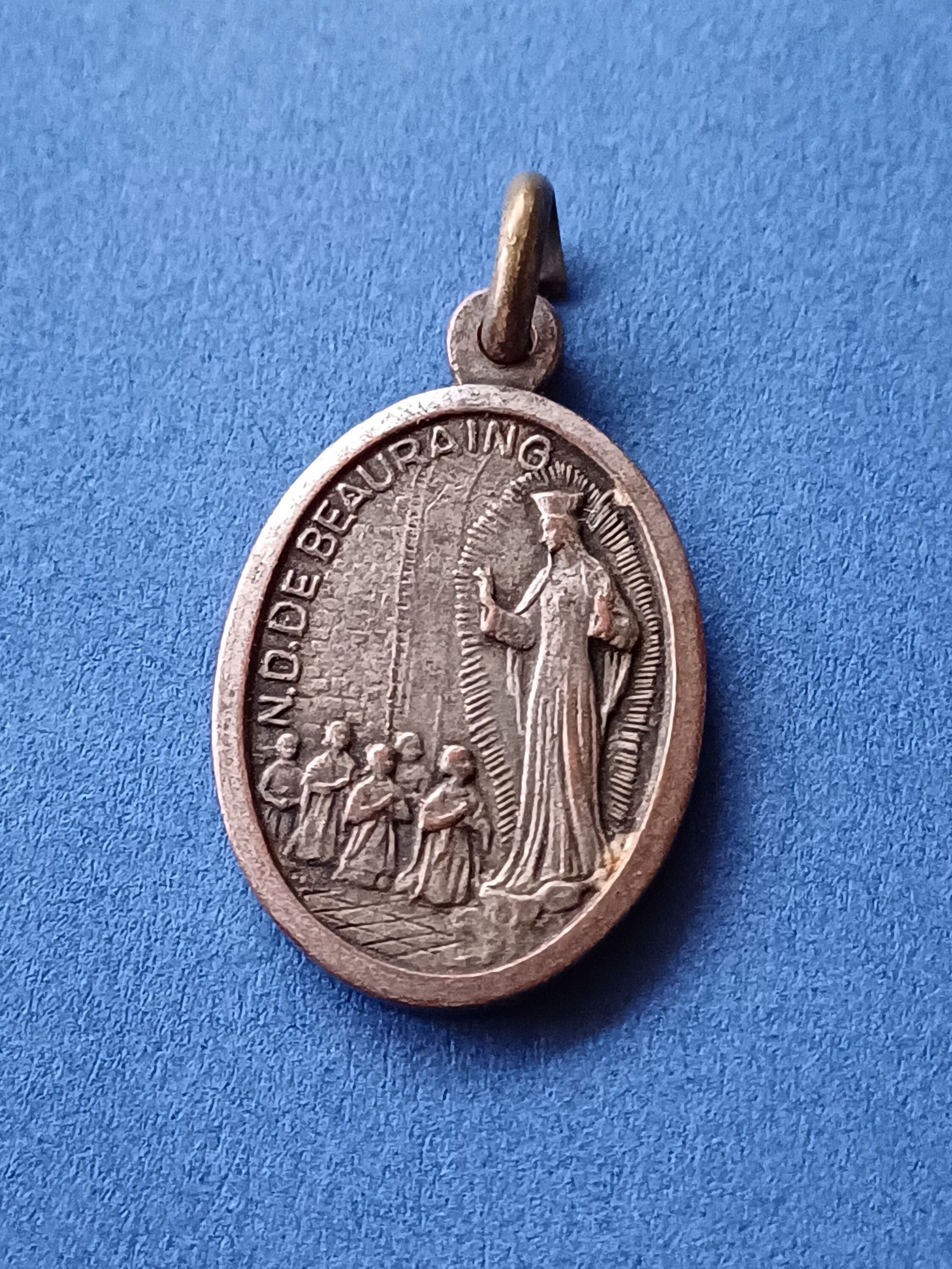 Vintage Religous Catholic Oval Silver Plated Medal Pendant of Our Lady ...