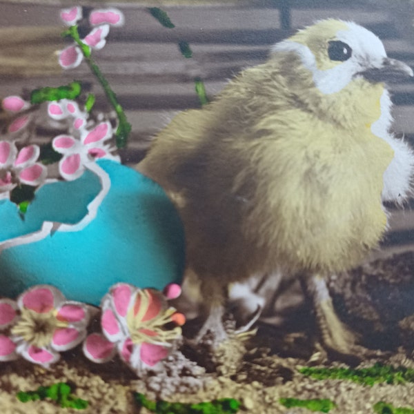 Vintage Dutch floral colorful postcard for Easter, old Easter postcard