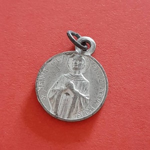 Vintage religioso católico Bélgica medalla de aluminio colgante encanto de San Guido Anderlecht, St Guy Anderlecht