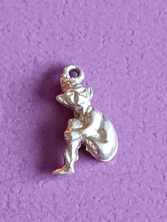 Vintage very tiny silver pixie pendant charm, old… - image 3
