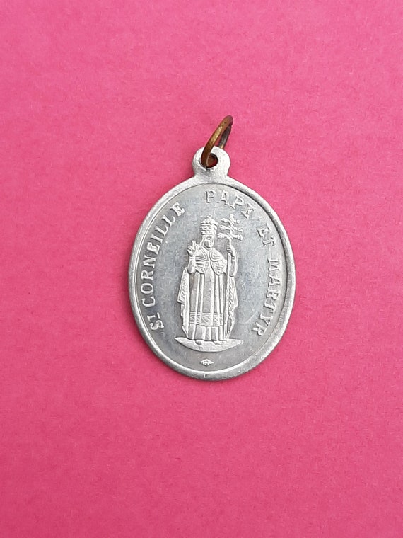 Religious Belgium aluminum patron medal pendant o… - image 1